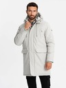 Ombre Clothing Pánska dlhá klasická bunda parka krémová Ombre Clothing