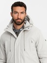Ombre Clothing Pánska dlhá klasická bunda parka krémová Ombre Clothing