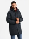 Ombre Clothing Pánska klasická dlhá bunda parka čierna Ombre Clothing