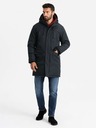 Ombre Clothing Pánska klasická dlhá bunda parka čierna Ombre Clothing