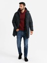 Ombre Clothing Pánska klasická dlhá bunda parka čierna Ombre Clothing
