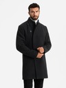 Ombre Clothing Pánsky kabát s vysokým golierom a asymetrickým zapínaním čierny Ombre Oblečenie