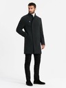 Ombre Clothing Pánsky kabát s vysokým golierom a asymetrickým zapínaním čierny Ombre Oblečenie