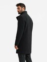 Ombre Clothing Pánsky kabát s vysokým golierom a asymetrickým zapínaním čierny Ombre Oblečenie