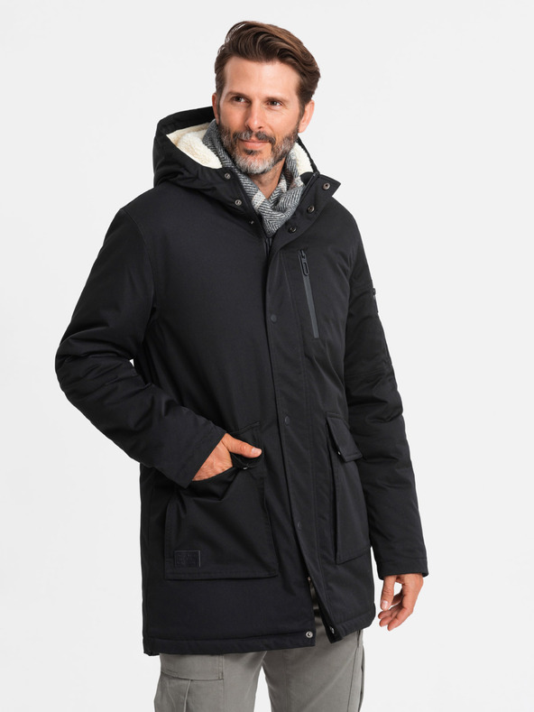Ombre Clothing Pánska dlhá bunda parka Ombre Clothing