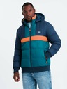 Ombre Clothing Pánska retro športová bunda v tmavomodrej a oranžovej farbe Ombre Clothing