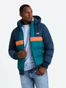 Ombre Clothing Pánska retro športová bunda v tmavomodrej a oranžovej farbe Ombre Clothing