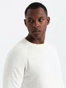 Ombre Clothing Pánsky raglánový sveter s rebrovanými rukávmi White Ombre Oblečenie