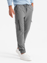 Ombre Clothing Pánske jogger nohavice s vreckami a potlačou sivá Ombre Oblečenie