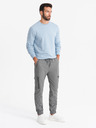 Ombre Clothing Pánske jogger nohavice s vreckami a potlačou sivá Ombre Oblečenie