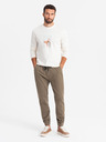 Ombre Clothing Pánske pletené tepláky so záhybmi tmavohnedé Ombre Clothing