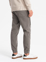 Ombre Clothing Pánske pletené tepláky so záhybmi graphite Ombre Oblečenie