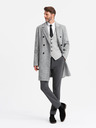 Ombre Clothing Elegantný pánsky dvojradový kabát v tvare rybej kosti sivý Ombre Clothing