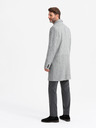 Ombre Clothing Elegantný pánsky dvojradový kabát v tvare rybej kosti sivý Ombre Clothing