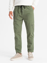 Ombre Clothing Pánske pletené tepláky s vreckami olivová Ombre Clothing