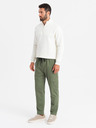 Ombre Clothing Pánske pletené tepláky s vreckami olivová Ombre Clothing