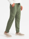 Ombre Clothing Pánske pletené tepláky s vreckami olivová Ombre Clothing