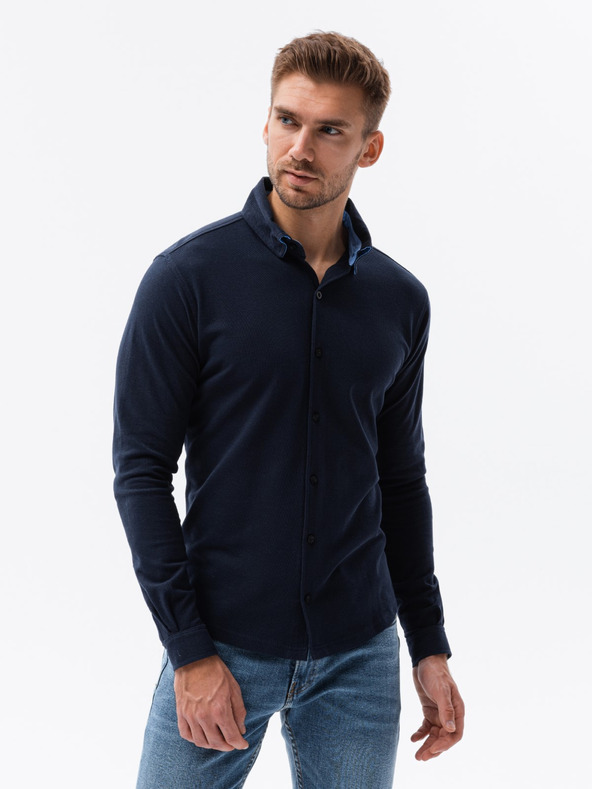 Ombre Clothing Pánska pletená košeľa s úzkymi rukávmi Ombre oblečenie