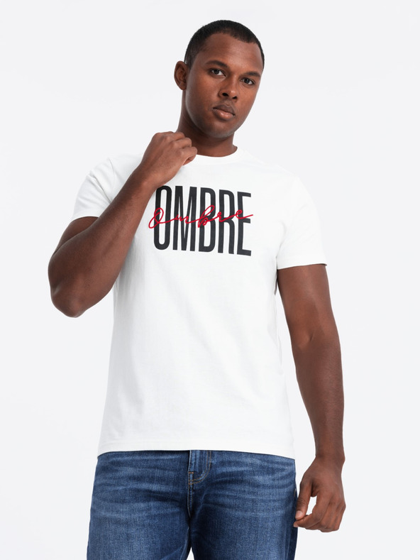 Ombre Clothing Pánske bavlnené tričko s jemnou výšivkou Ombre Oblečenie