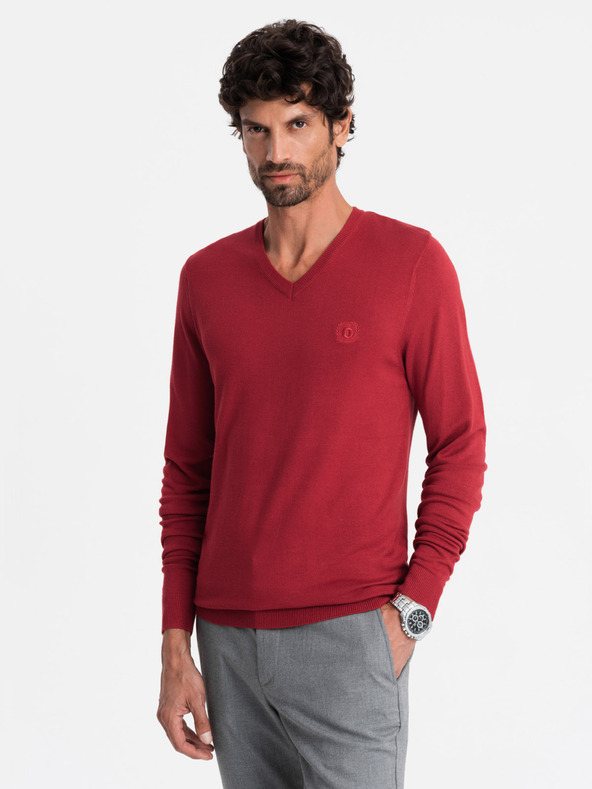 Ombre Clothing Elegantný pánsky sveter BASIC s výstrihom v tvare písmena V. Oblečenie v tvare písmena V