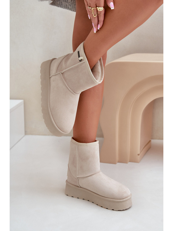 BIG STAR SHOES Dámske snehové topánky na vysokej platforme Big Star Light Beige