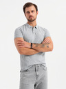Ombre Clothing Pánska bavlnená polokošeľa BASIC - čierna/melanžovo sivá/biela V2 OM-POBS-0133 Oblečenie Ombre
