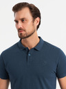 Ombre Clothing Pánska bavlnená polokošeľa BASIC - tmavomodrá/biela/červená V3 OM-POBS-0133 Ombre Clothing