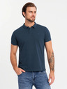 Ombre Clothing Pánska bavlnená polokošeľa BASIC - tmavomodrá/biela/červená V3 OM-POBS-0133 Ombre Clothing