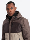 Ombre Clothing Pánska ľahká farebná športová bunda s fleecom béžová Ombre Clothing