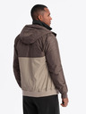 Ombre Clothing Pánska ľahká farebná športová bunda s fleecom béžová Ombre Clothing