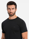 Ombre Clothing Pánske tričko SLIM FIT s elastanom a potlačou čierne Ombre Oblečenie