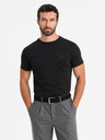 Ombre Clothing Pánske tričko SLIM FIT s elastanom a potlačou čierne Ombre Oblečenie