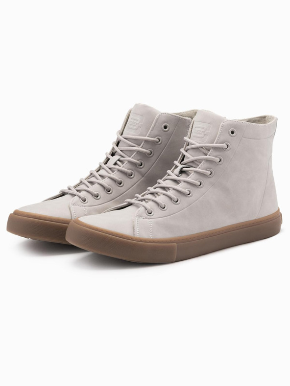 Ombre Clothing Pánske vysoké tenisky s gumovou špičkou sivé Ombre Oblečenie