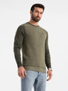 Ombre Clothing Pánsky pletený sveter RELAXED FIT so vzorom zelená Ombre Oblečenie