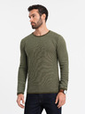 Ombre Clothing Pánsky pletený sveter RELAXED FIT so vzorom zelená Ombre Oblečenie