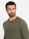 Ombre Clothing Pánsky pletený sveter RELAXED FIT so vzorom zelená Ombre Oblečenie