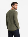 Ombre Clothing Pánsky pletený sveter RELAXED FIT so vzorom zelená Ombre Oblečenie