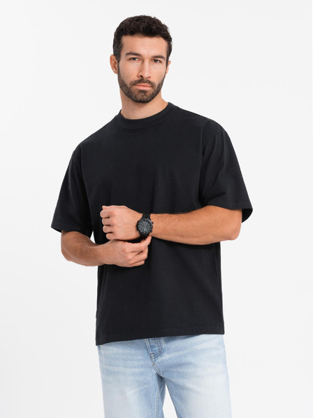 Ombre Clothing Pánske tričko LOOSE FIT s vreckom čierne Ombre Clothing