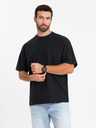 Ombre Clothing Pánske tričko LOOSE FIT s vreckom čierne Ombre Clothing