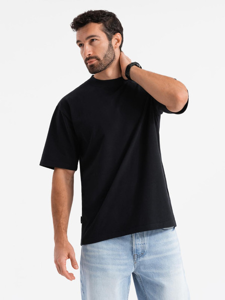Ombre Clothing Pánske tričko LOOSE FIT s vreckom čierne Ombre Clothing