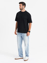 Ombre Clothing Pánske tričko LOOSE FIT s vreckom čierne Ombre Clothing