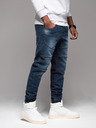 Ombre Clothing Pánske nohavice JOGGERY s cargo vreckami na zips modré Ombre Clothing
