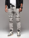 Ombre Clothing Pánske nohavice JOGGERY s cargo vreckami na zips sivé Ombre Oblečenie