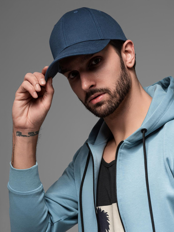 Ombre Clothing Pánska jednofarebná čiapka modrá Ombre Oblečenie
