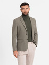 Ombre Clothing Elegantné pánske sako z vlnenej zmesi Khaki Ombre Oblečenie