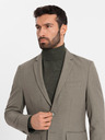 Ombre Clothing Elegantné pánske sako z vlnenej zmesi Khaki Ombre Oblečenie