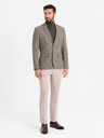 Ombre Clothing Elegantné pánske sako z vlnenej zmesi Khaki Ombre Oblečenie
