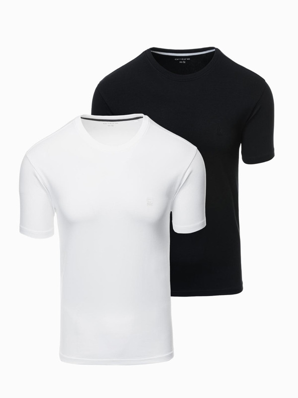Ombre Clothing Súprava troch pánskych bavlnených tričiek BASIC s okrúhlym výstrihom Ombre Clothing