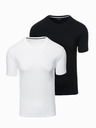 Ombre Clothing Súprava troch pánskych bavlnených tričiek BASIC s okrúhlym výstrihom Ombre Clothing