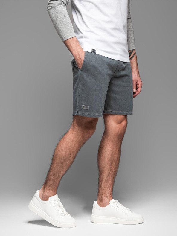 Ombre Clothing Pánske bavlnené teplákové šortky BASIC šedé Oblečenie Ombre